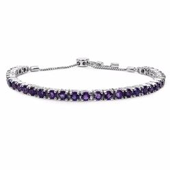 STERLING SILVER AFRICAN AMETHYST ADJUSTABLE TENNIS BRACELET