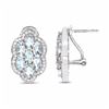 Image 2 : STERLING SILVER AND AQUAMARINE DIAMOND EARRING