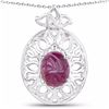 Image 1 : STERLING SILVER CABOCHON INDIAN RUBY PENDANT