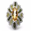 Image 2 : STERLING SILVER CITRINE, PERIDOT AND CHROME DIOPSIDE RING