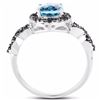 Image 2 : STERLING SILVER BABY SWISS BLUE CHECKERBOARD TOPAZ AND BLACK AND WHITE DIAMOND RING
