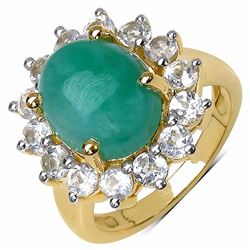 STERLING SILVER SAKATA CABOCHON EMERALD RING