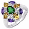 Image 1 : STERLING SILVER CHROME DIOPSIDE, AMETHYST AND CITRINE RING