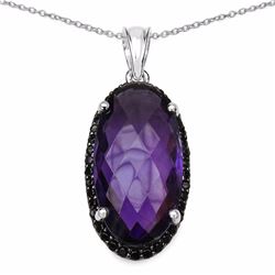 STERLING SILVER AFRICAN AMETHYST BRIOLETTE PENDANT