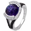 Image 2 : STERLING SILVER AFRICAN AMETHYST AND BLACK DIAMOND RING