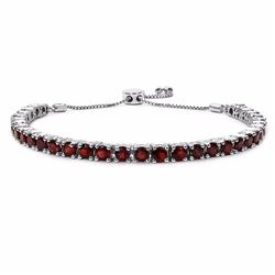 STERLING SILVER GARNEET TENNIS BRACELET