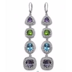 STERLING SILVER MULTI STONE DROP EARRING