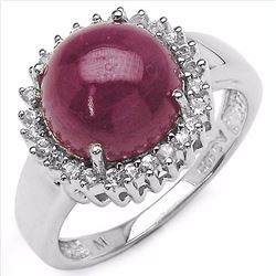 STERLING SILVER CABOCHON RUBY RING