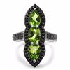 Image 2 : STERLING SILVER PERIDOT AND BLACK SPINEL RING