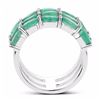 Image 2 : STERLING SILVER ZAMBIAN EMERALD TRIPLE ROW RING