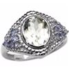 Image 1 : STERLING SILVER GREEN AMETHYST AND TANZANITE RING