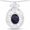 Image 1 : STERLING SILVER BLACK SAPPHIRE CARVIN CABOCHON PENDANT