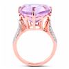 Image 2 : STERLING SILVER PINK AMETHYST TRILLION RING