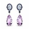 Image 1 : STERLING SILVER PINK AMETHYST, BLUE SAPPHIRE AND AQUAMARINE EARRING