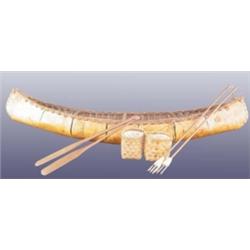 Birchbark Model Canoe with Accessories