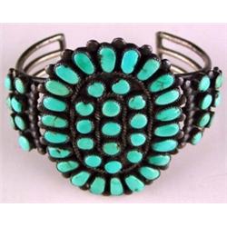 Silver & Turquoise Needlepoint Bracelet