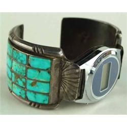 Zuni Indian Inlaid Turquoise Watchband