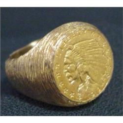 Indian Head Coin Gold Ring
