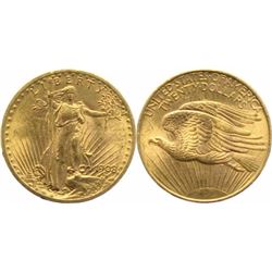 1908 $20 Saint-Gaudens Gold Double Eagle Coin No Motto BU