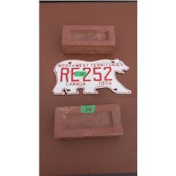 1974 Polar Bear License Plate W/ 2 Bricks