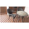 Image 1 : Stone Top Patio Table W/ Wicker Chairs (2)