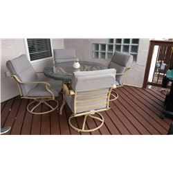 Glass Top Pario Table W/ Swivel Chairs (4)