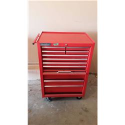 International Metal Tool Box On Wheels (No Contents)