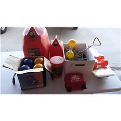 Bocce balls And Misc. Boating Safety Supplies W/ Gas Containers (2)