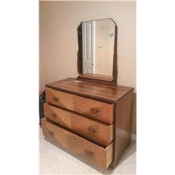Wooden Dresser, 3 Drawer, W/ Mirror