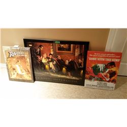 Movie Posters, 2 On Canvas, 1 On Wood
