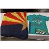 Image 1 : Saskatchewan Rough Rider Flag,1989 Grey Cup Shirt& Arizona Flag
