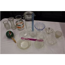Lot of Vintage Glassware (Sewing Bowls, Vases, Etc)