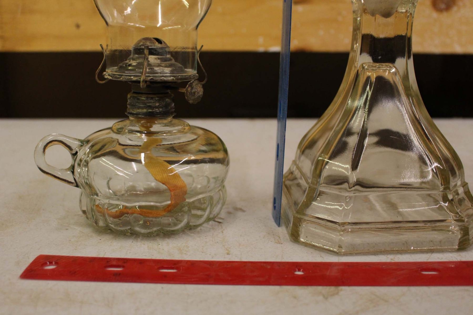 Vintage Glass CoalOil Lamps (2)