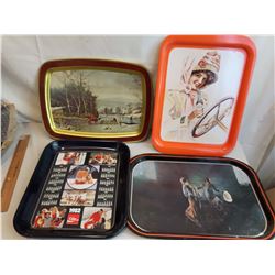 Metal Trays (4)(2 Coke Trays)(2 Decorative)