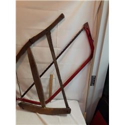 Old Wooden Bucksaw & A Bow Saw