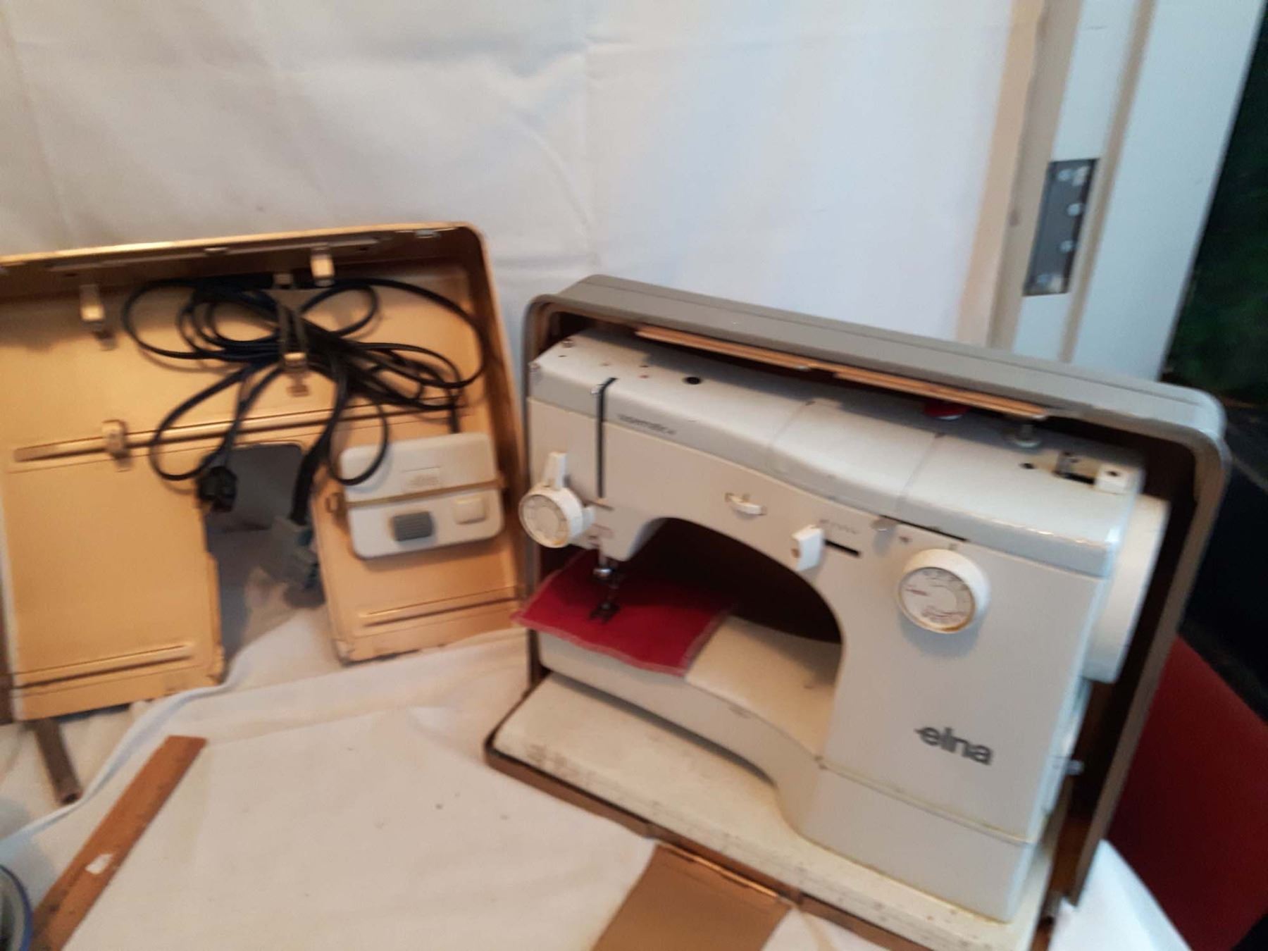 Elna Sewing Machine In Metal Carrying Case