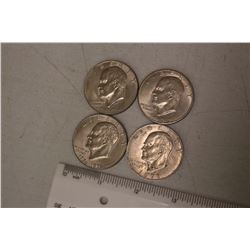 American Silver Dollars (4)(3 w/Eagle, 1 w/Bell)(1971,1972,1974,1776-1976)
