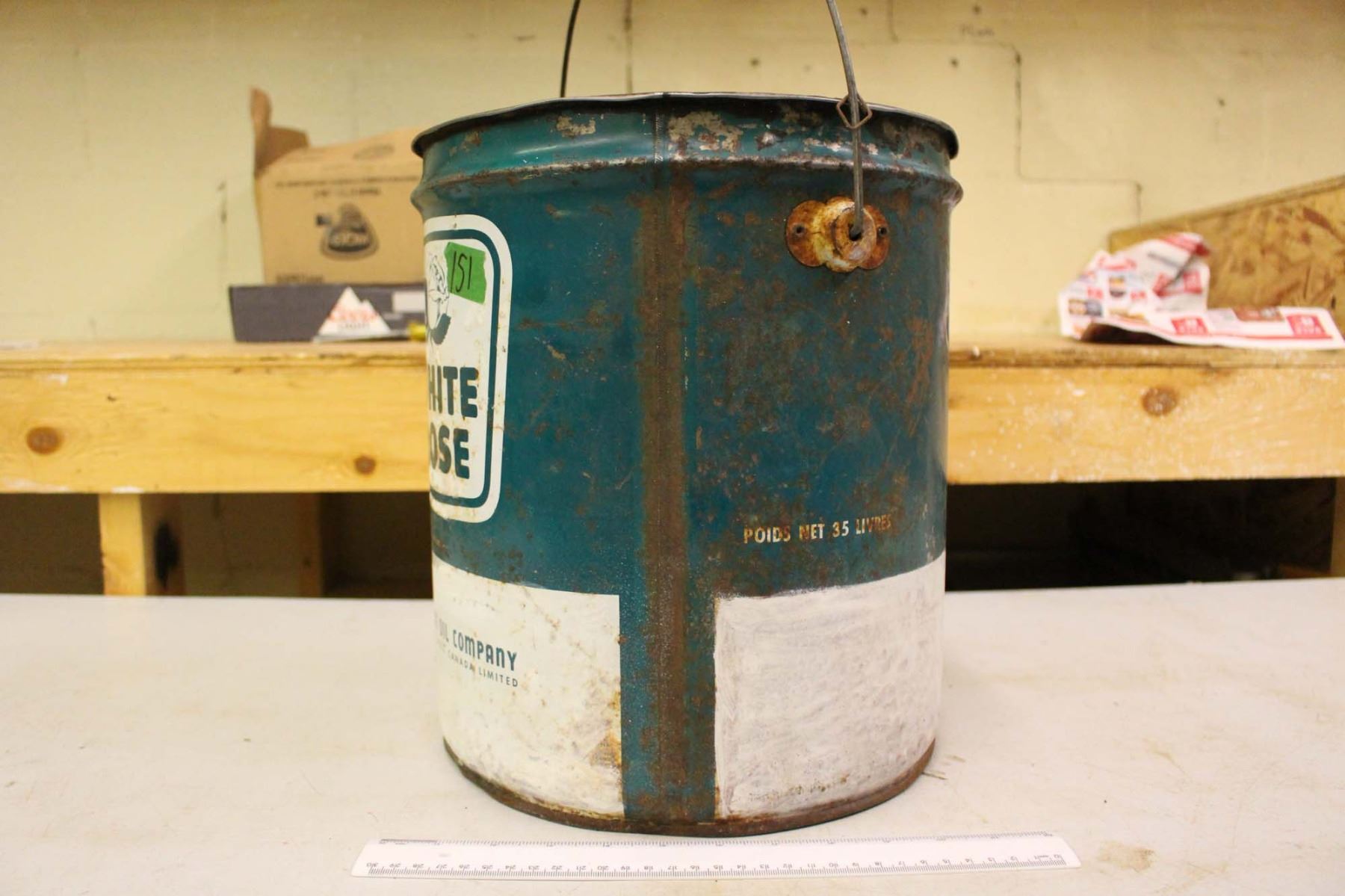35lb White Rose Grease Pail