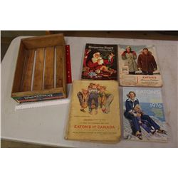 Lot OF Older Catalogues W/ Wood Apple Box