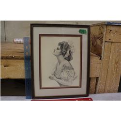 Framed Pencil Sketch By K. Collican