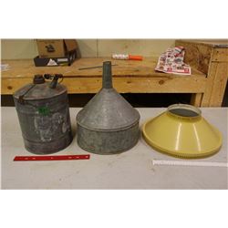 2 Gal Fuel Can, Large Funnel And Metal Shade