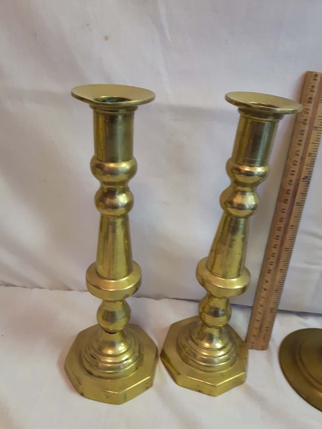 Lot Of Large Brass Candle Holders (2 Pairs)
