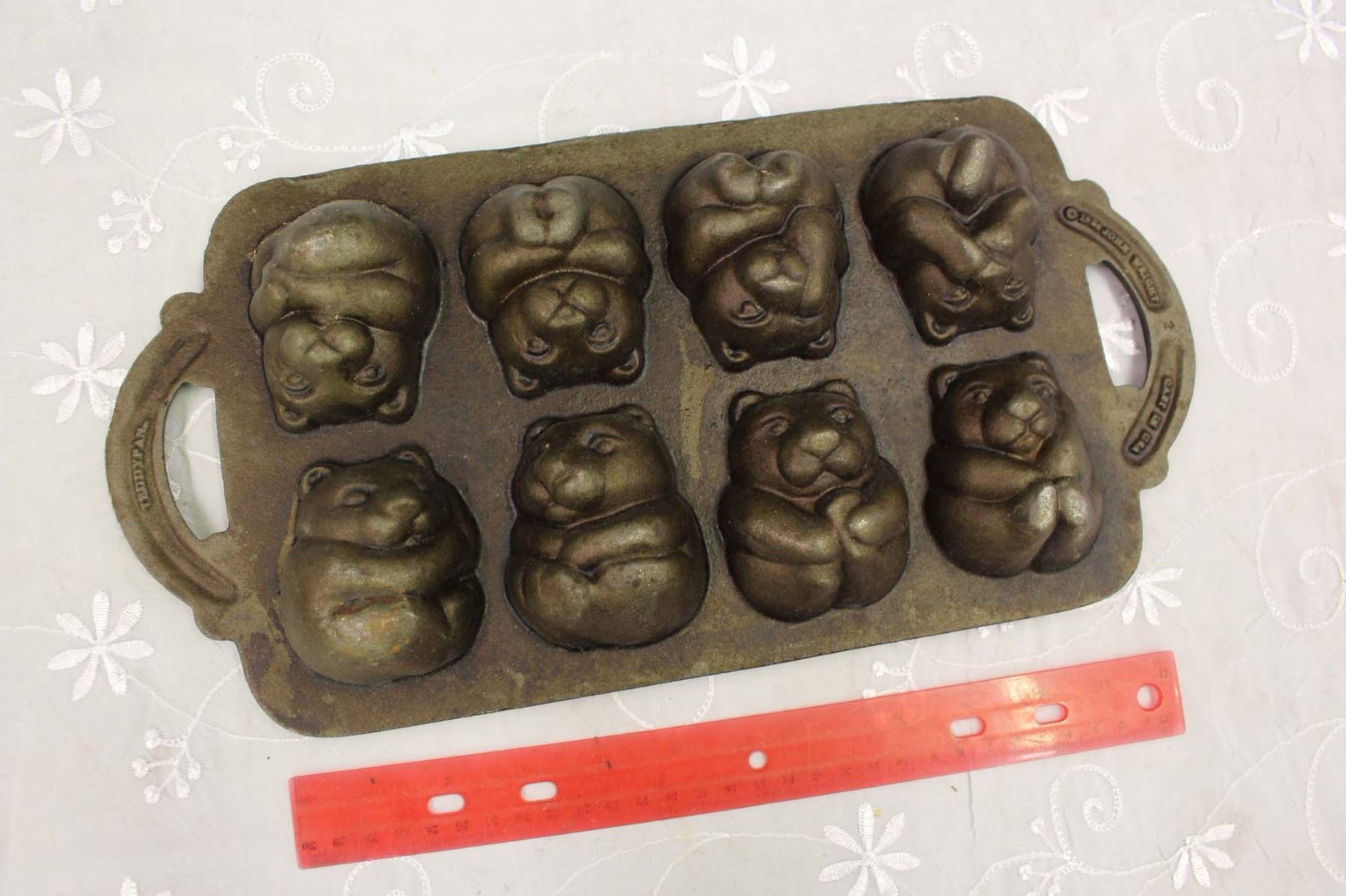 Antique Cast Iron Teddy Bear Moulding Tray