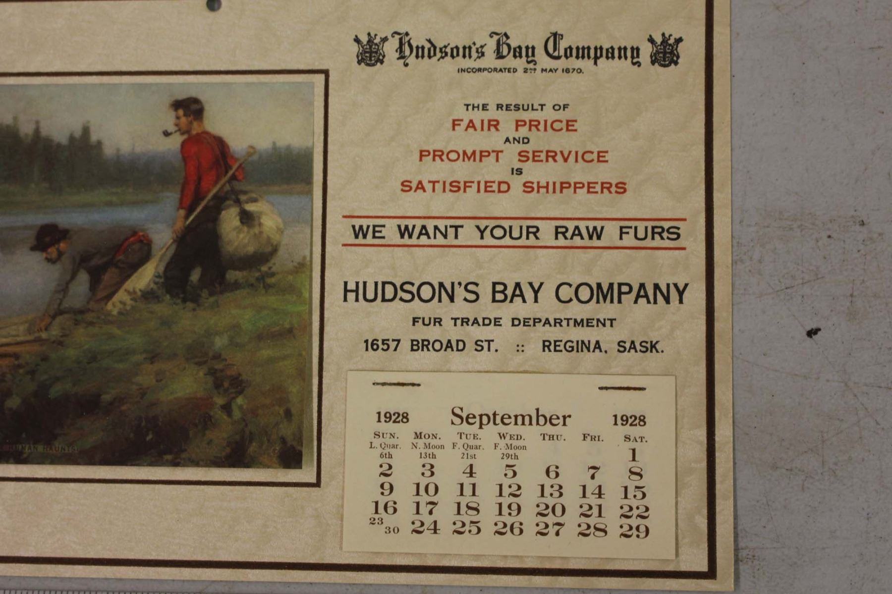 1928 Hudson Bay Company Calendar