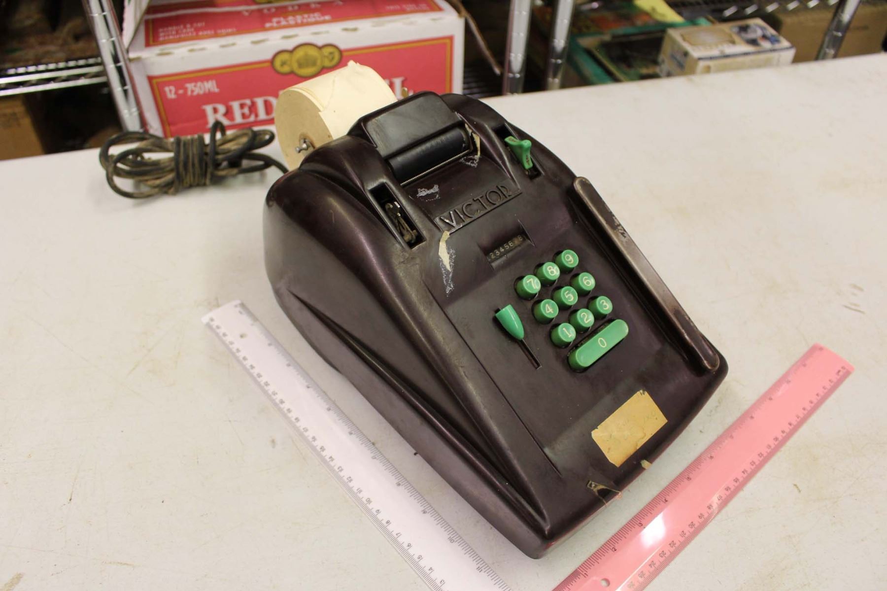 Green Adding Machine Vintage Bakelite & Green Adding Machine