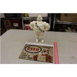 Michelin Tire Advertising Man (12" Tall) & A Tin Esso Sign