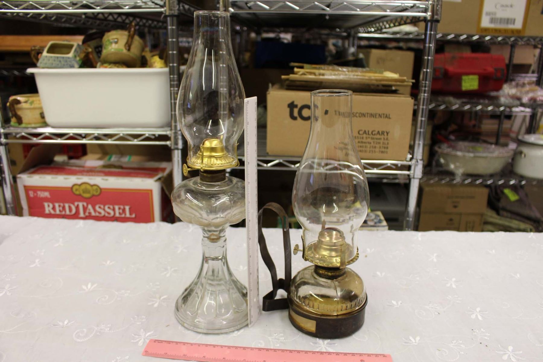 Vintage Glass Coal Oil Lamps (2)