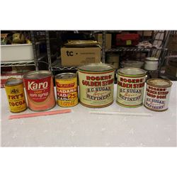 Lot of Kitchen Tins (6)(Syrups, Cocoa, Etc)