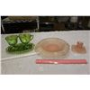 Image 1 : Carnival Glass Cream&Sugar Pieces (3) & Pink Depression Glass Pieces (2)