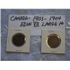 Canada 1903 And 1904 Large 1 Cent Coins